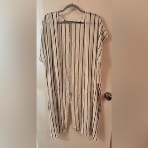 Black and White Striped bathing suit, cover-up Wrap